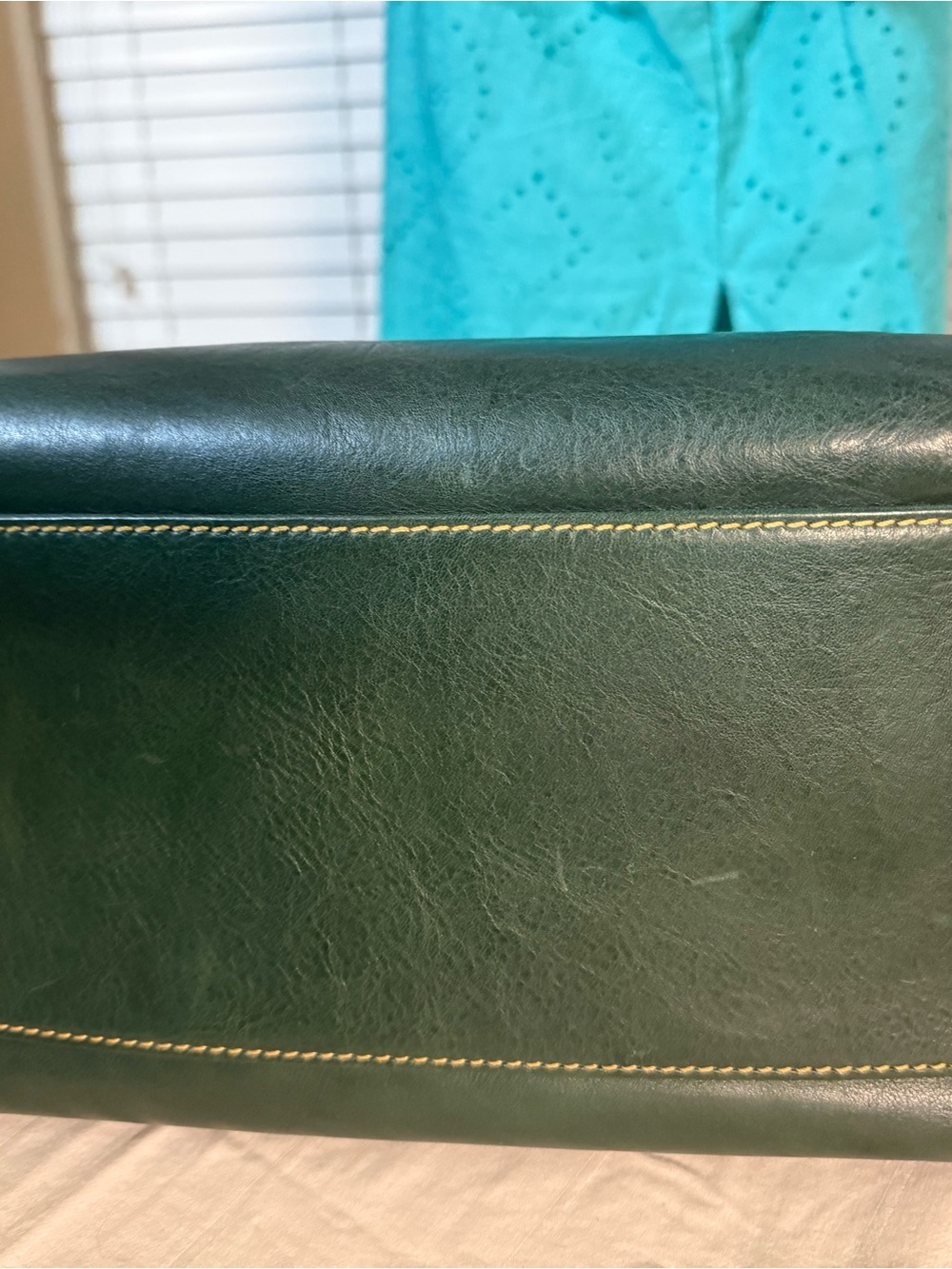 Dooney & Bourke Ivy Dark Green Florentine Leather Chelsea Tote w/burgundy trim - Picture 3 of 10